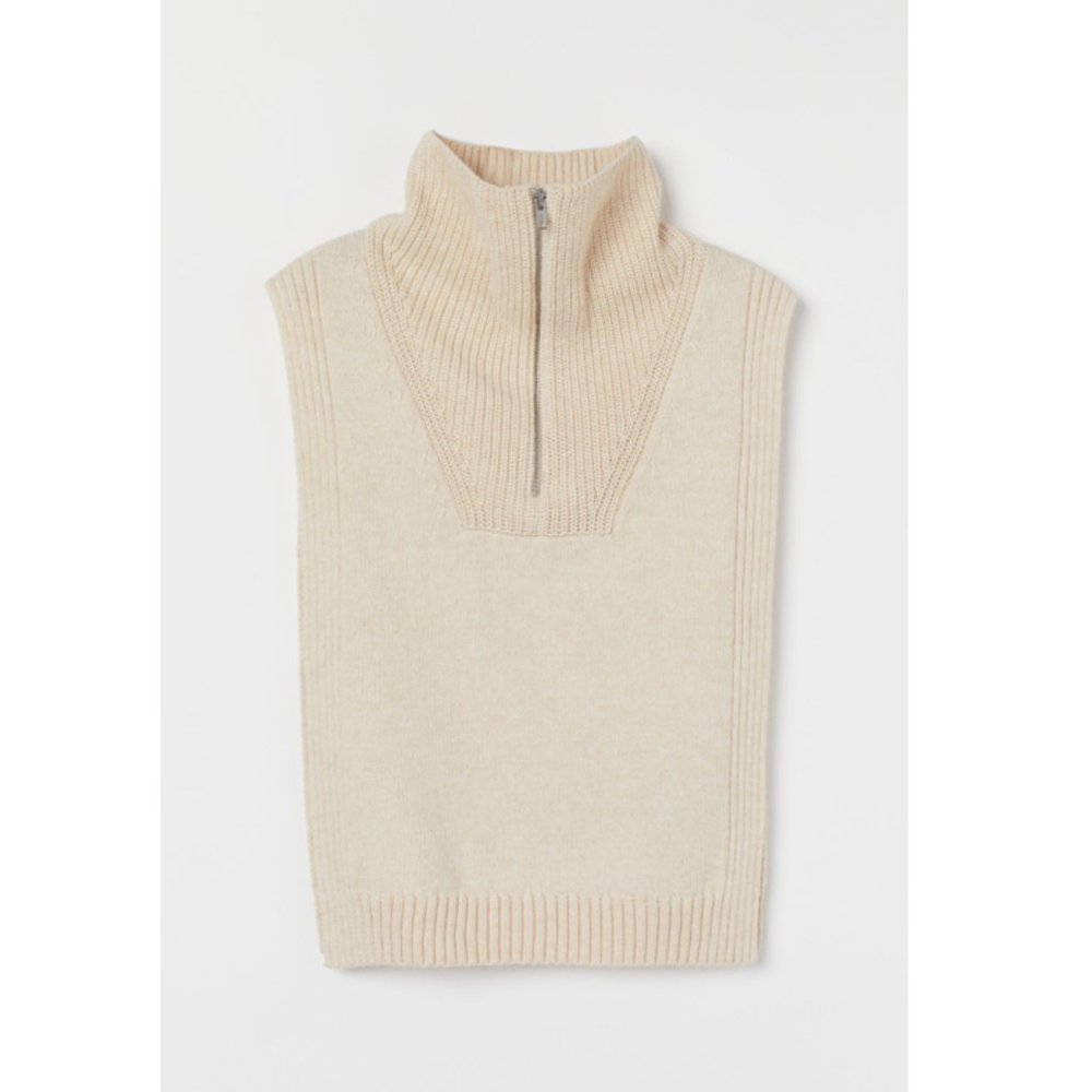 H&M Knit Collar with Zipper | Light Beige Melange
